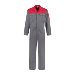 Overall drukknoppen 100% Katoen - Grijs/Rood