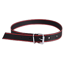 Koehalsband zwart/rood met tonggesp 130cm