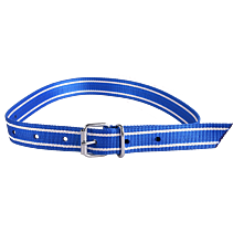 Koehalsband blauw/wit met tonggesp 130cm